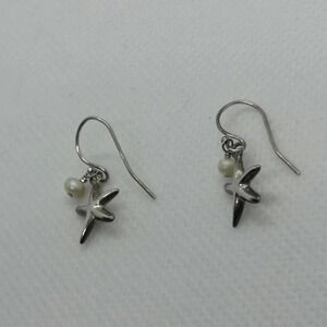 Sterling starfish earrings  with pearls